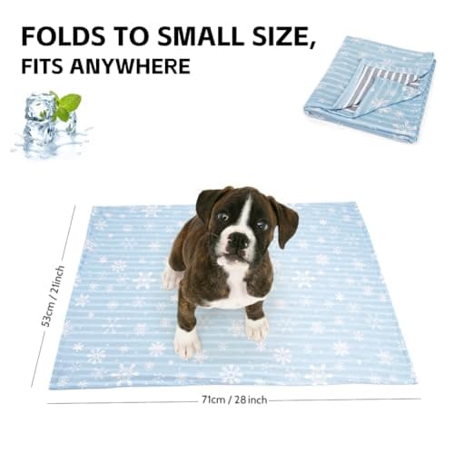 Deamoser Dual-Sided Cooling Blanket for Dogs & Cats,Lightweight Self Cooling Blanket with Ice Silk & Natural Cotton 71x53cm, Breathable Pet Summer Throws for Travel, Machine Washable (S, Blue) — view 2