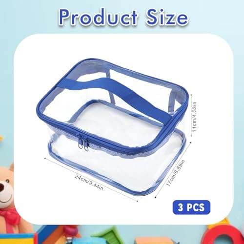 Honosen 3 Pcs Toy Storage Bags, Clear Toy Zipper Organiser Bags with Handle — view 2