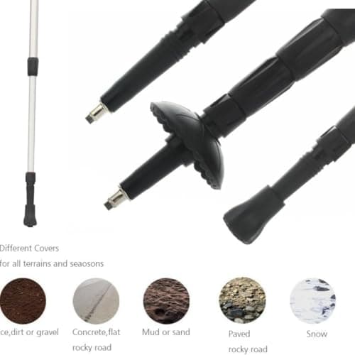 Cork Handle Trekking Stick Telescopic Walking Stick Thick Aluminum Alloy Three-section Retractable Adjustable Hiking Pole Telescopic Stick Shock Absorption Trekking Stick (Black) — view 4