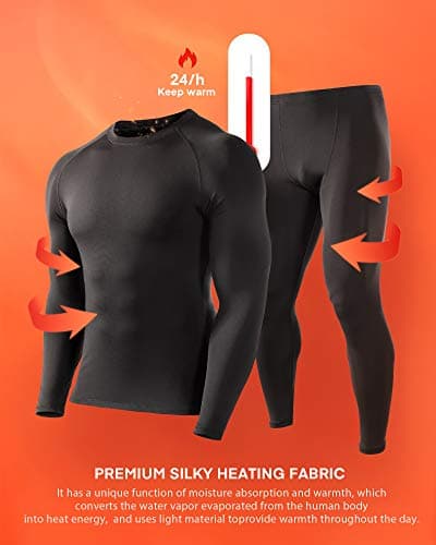 Roadbox Men's Thermal Underwear Sets - Fleece Lined Long Johns Base Layer Tops & Bottoms Quick Dry for Winer Skiing Cycling — view 3