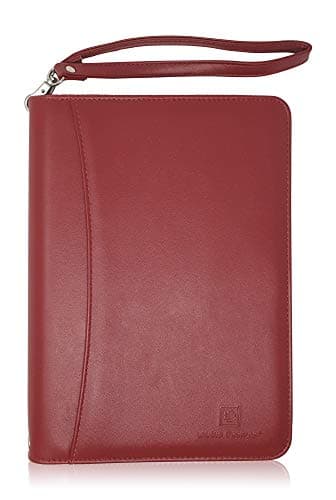 Lautus Designs Zippered Business Padfolio – Premium PU Leather Portfolio Organizer, Small Notepad & 8-Inch Tablet Sleeve – Binder for Work, Meetings & Travel – Burgundy