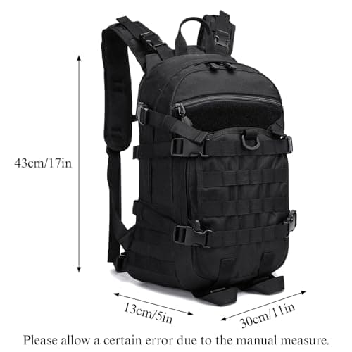 POWER KING 25L Military Tactical Backpack, Practical Womens Mens Army Assult Rucksack, Outdoor Waterproof Hiking Backpack Army Backpack for Trekking Traveling Mountaining Camping, Black — view 2
