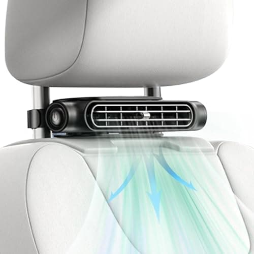 Car Backseat Fan with Adjustable Angle - 3000mAh Rechargeable Clip-On Air Circulator, Portable Ventilation Cooler for Road Trips, Camping & Long Drives, 3-Speed Quiet Operation (White) — view 4
