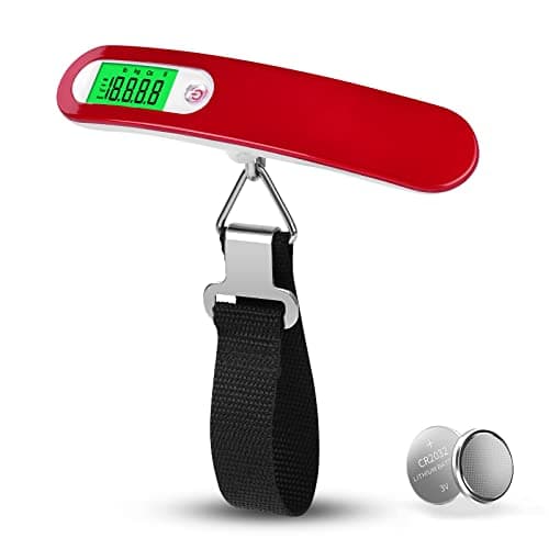 Flintronic Luggage Scales, Portable Suitcase Weighing Scales for Travel, Electronic Luggage Scale Hanging with Backlit & Tare Function, Weight Scale for Travel Shopping Luggage Bag-Red