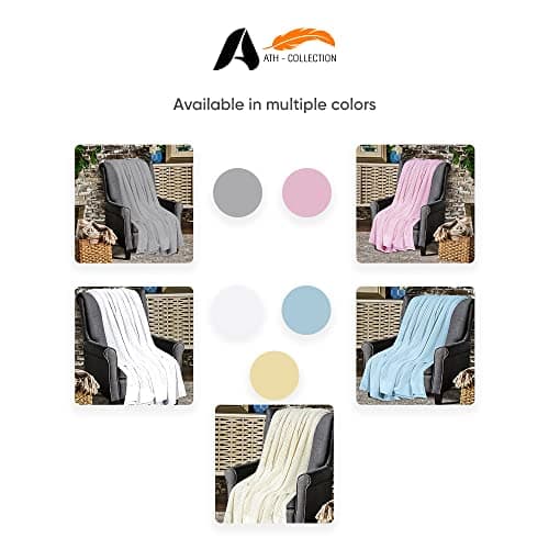 A ATH COLLECTION 100% Pure Organic Cotton Cellular Blanket Thermal Breathable Travel Blanket Extra Soft Warm Lightweight for Adults (Double 230 x 230 CM, Pink) — view 4