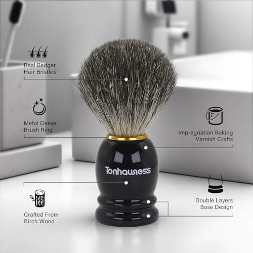 Travel Shaving Brushes Kit For Men, 5 In 1 Shaving Brush Set With Badger Hair Shave Brush, Shaving Brush Travel Case, Shaving Cream, Foldable Shaving Bowl and Washbag For Trip, Holiday — view 2