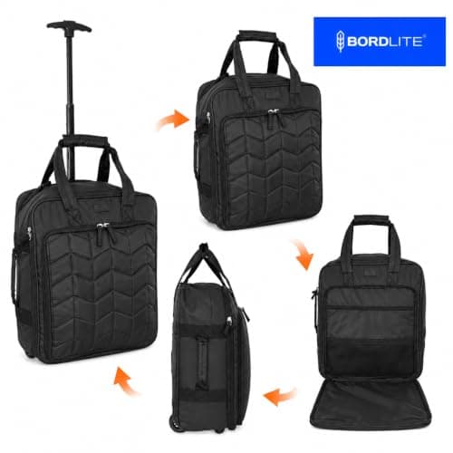 Bordlite EasyJet Underseat Cabin Bag 45x36x20cm – Wheeled Travel Holdall with Trolley Handle – Lightweight Polyester Soft Shell Carry On Luggage – Fits EasyJet Free Bag Allowance - Black — view 5