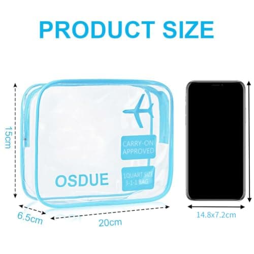OSDUE Clear Toiletry Bags, 2 Pcs TSA Approved Airport Security Liquids Bags,Waterproof Cosmetic Clear Makeup Bags PVC Wash Bags for Women and Men, Travel Essential — view 2