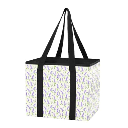 Grckit Car Trunk Organizer Lavender Flowers Heavy Duty Collapsible Storage Tote Bag with Reinforced Handles for Shopping Travel Picnic