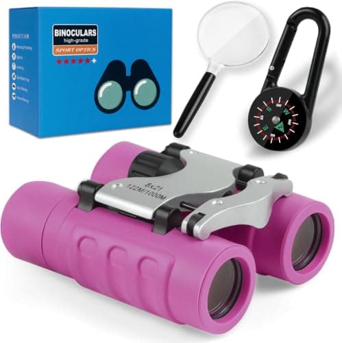 OSDUE Binoculars for Kids, 8 x Super Zoom Function Kids Telescope Outdoor Toys 4 5 6 7 8 Years Old Boys Girls High Resolution Binoculars for Kid Toys Educational Learning Purple