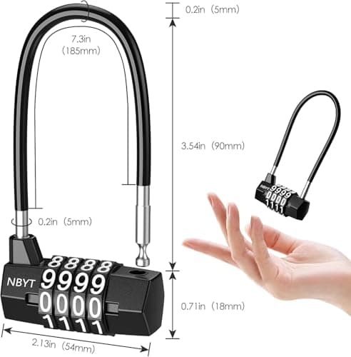 [Upgraded] Brifit Combination Padlocks, Long Safety Lock with 4 Digit Code, Cabinet Door Handle Padlock, Long Shackle Small Handheld Outdoor Waterproof Lock, Luggage Cable Locks for Travel Bag Bike — view 2