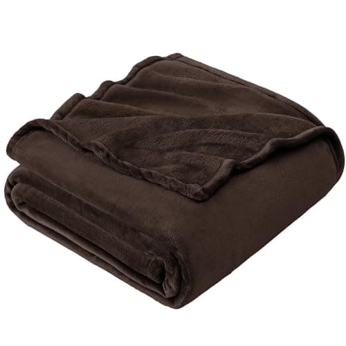 EHEYCIGA Single Fleece Throw Blanket for Sofa 130x165cm, Brown