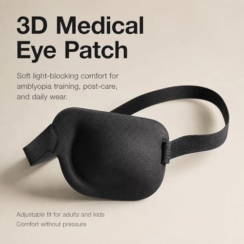 2 Pcs 3D Contoured Sleep Eye Mask – Adjustable Blackout Eye Patch for Right or Left Eye, Soft Breathable Night Blindfold for Travel, Shift Work, Daily Relaxation – One Eye Cover for Light Sensitivity — view 4