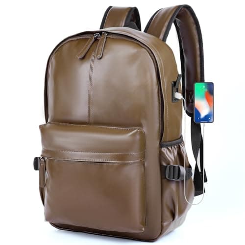 SPAHER Cabin Bag 40x30x20cm Wizzair Vueling PU Leather Travel Cabin Backpack Men Women Waterproof Laptop Backpack 15.6 Inch Rucksack Underseat Carry on Luggage for Flight Airplane