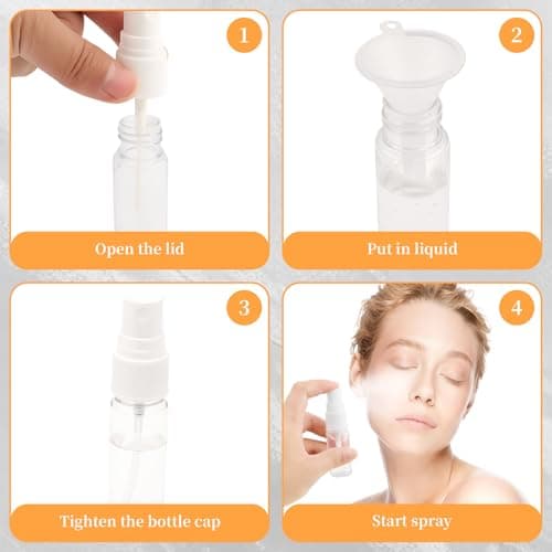 Notoke 7-Pack Small Spray Bottle Set - 5PCS 15ml Travel Spray Bottles with Cleaner & Tunnel, Clear Empty Fine Mist Bottles Refillable Liquid Containers for Perfume, Care Liquid, Cosmetics — view 5