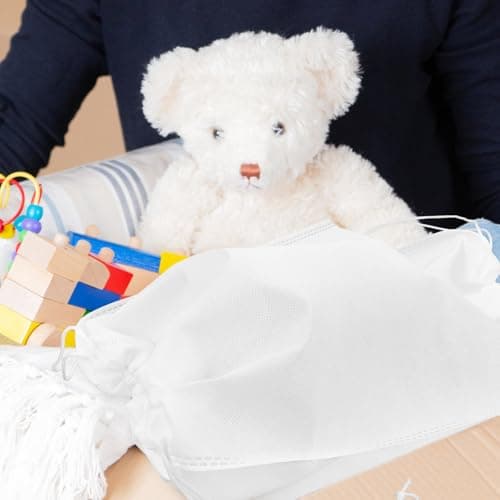 10pcs White Non Woven Shoe Storage Bags with Drawstring for Travel — view 5