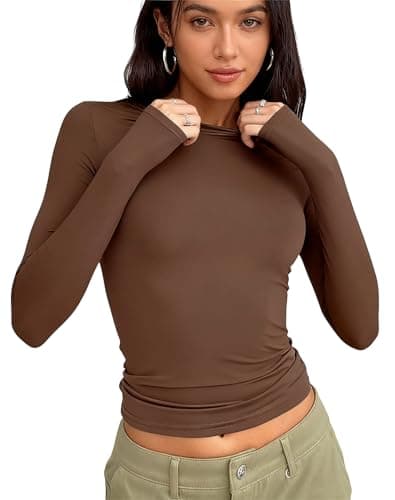 OYIWINMI 3 Pack Womens Long Sleeve Basic Tops Crew Neck Thermal Shirts Stretch Fitted Underscrubs Layer Tee XXS-L — view 5
