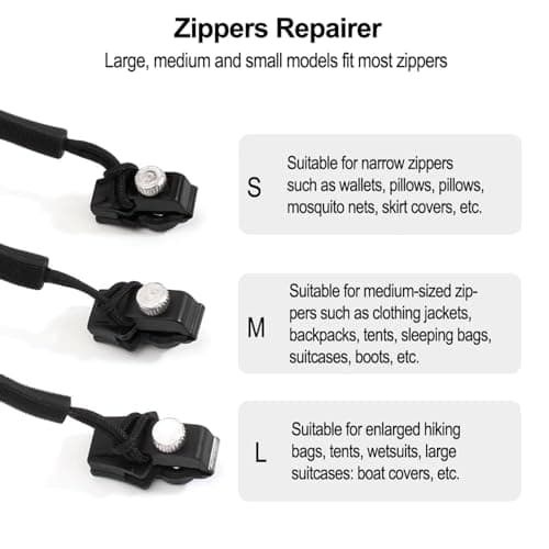 Fix Zipper Slider - Broken Zipper Repair, Zip Replacement Kit | Adjustable Zip Slider Set, Univarsal Solution, Fix on Luggage Hoodie Suitcase Outdoor Sleeping Bag — view 6