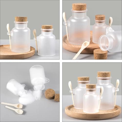 LIFKICH Frosted Cosmetic Jars Refillable Sealed Storage Bottles 100g 6pcs with Wooden Cork Lids and Scoops for and Skincare Containers, Portable Packaging Set for Travel — view 6