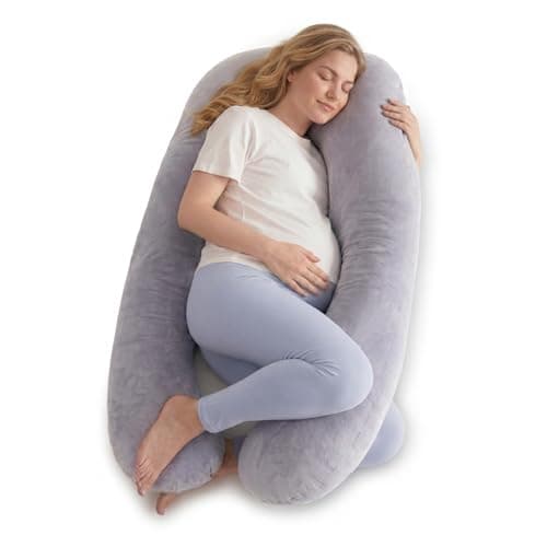 momcozy U Shaped Lite Pregnancy Pillow, Velvet Grey