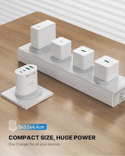 USB C Plug Fast Charge, 60W 4-Port Multi USB Plug UK Dual Port PD Power Adapter (5V/3A, 9V/3A, 12V/2.5A)+QC Mains Wall Charger, Type C Fast Charging for iPhone 16/15/14/13/12 Pro Max, Samsung, iPad — view 6
