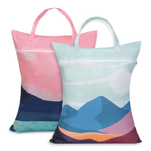 HOTUT Travel Laundry Bag,2pcs Waterproof Bathing Suit Workout Bag,Dirty Clothes Bags with Zipper for Home,Travel,Holiday,Camping,Caravan,Dormitory