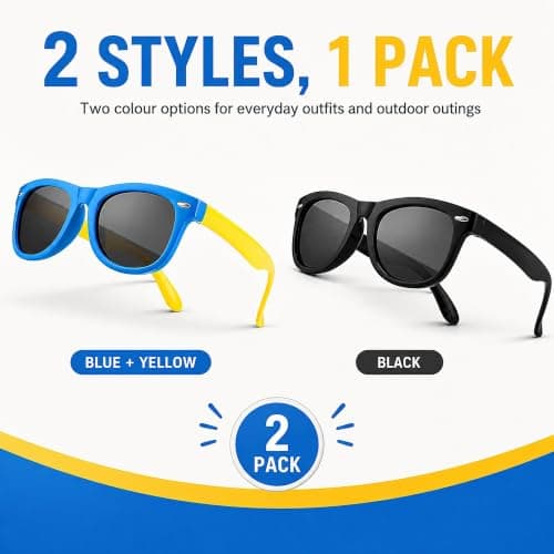 2Pcs Kids Sunglasses for Boys – Retro Square Polarised Childrens Sunglasses — view 6