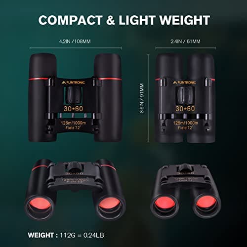 Flintronic 30 x 60 HD Telescope Mini Binoculars Waterproof Portable, Foldable Compact Pocket Size Small and Lightweight for Adults Hunting, Sightseeing, Bird Watching, Hiking, Camping — view 2