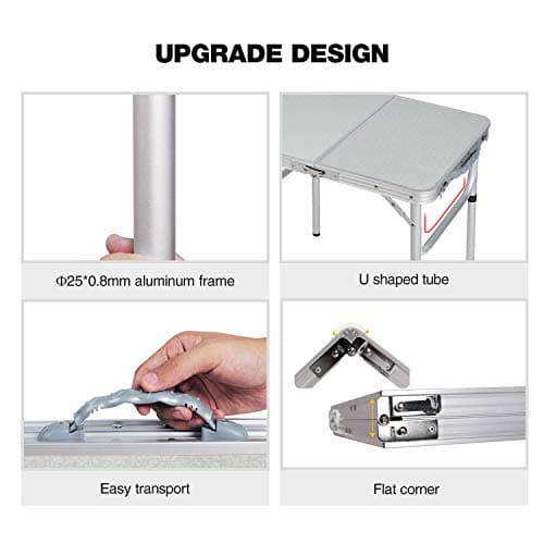 REDCAMP 2ft Folding Camping Table, Adjustable Height，3 Heights (26/50/66) — view 6