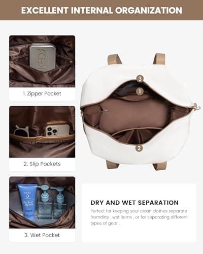 LOVEVOOK Travel Overnight Bags for Women, Waterproof Weekend Hospital Gym Bag with Shoes Compartment & Trolley Sleeve, Large Carry On Cabin Duffle Holdall Bag, Khaki — view 4