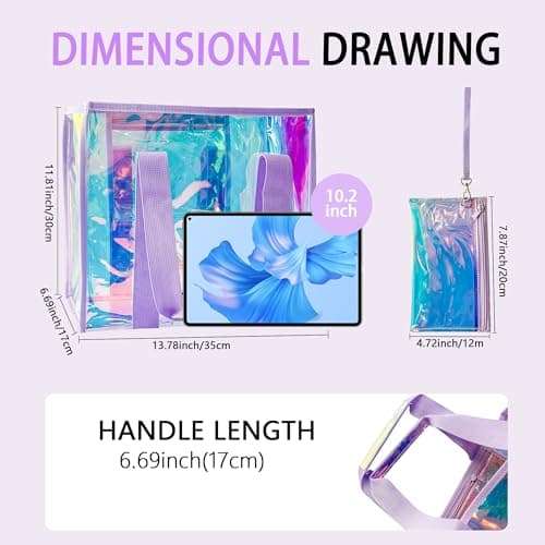 TotePrint Holographic PVC Tote Bag 35x30x17cm, Waterproof Transparent Beach Bag with Zipper & Handle, Large Travel Storage Bag for Summer, Swimming Pool, Shopping (Purple) — view 3