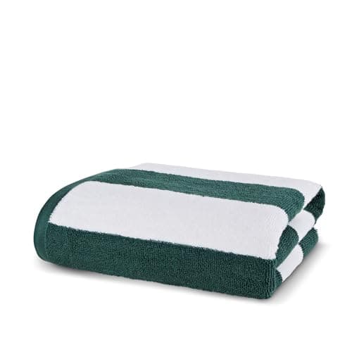 La Maison Cabana Stripe Beach Towels 100% Cotton 70cm x 150cm Large Pool Towel Absorbent Supersoft Quick Dry Sand Proof Beach Towel Holiday Yoga Gym Swimming Towel (2, Green) — view 4