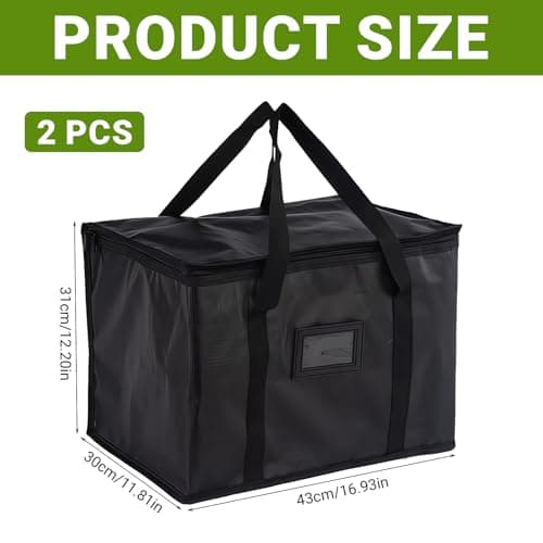 2 Pcs Insulated Cooler Bag Box, Thermal Food Delivery Bag with Zipper Seal, 40L Reusable Insulation Shopping Bags Picnic Lunch Bags Foldable Cool Box for Shopping Camping Family BBQ Picnic (Black) — view 2