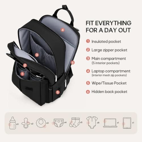 RAINSMORE Baby Changing Bag Backpack Insulated Bottle Pocket Nappy Bag — view 4