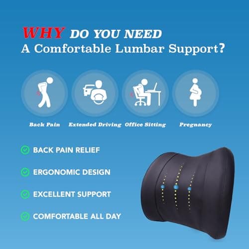 Lofty Aim Lumbar Support Pillow for Car, Car Seat Back Support for Driving — view 3