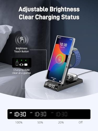 3 in 1 Magnetic Wireless Charger for Samsung, Foldable with Clock — view 4