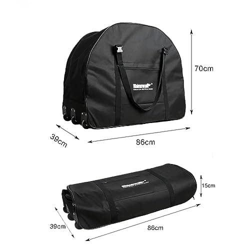 Wanym Bike Travel Bag with Wheels, 20 Inch Folding Bike Carry Bag, Black Folding Bike Carrying Bag, Polyester Storage Waterproof Travel Case Outdoors Transport Accessories for Cars Train Air Travel — view 4