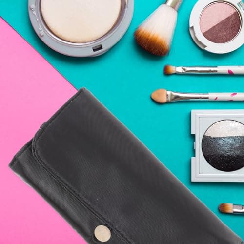 VILLCASE Portable Cosmetic Holder Makeup Tools Roll Bag Black Leather Travel Cosmetic Pouch for Women Home Use — view 4