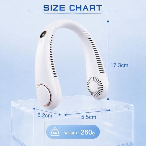 CNMTCCO Portable Neck Fan, Mini USB Neck Fan with Cooling, 5 Speeds Quiet Neck Fan with LED Display, 3000 mAh Battery, Brushless Motor, for Travel and Office — view 2