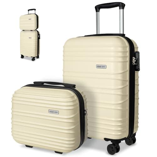Luggage Depot Cabin Luggage Set, ABS Shell, TSA Lock, Travel Cream Brown