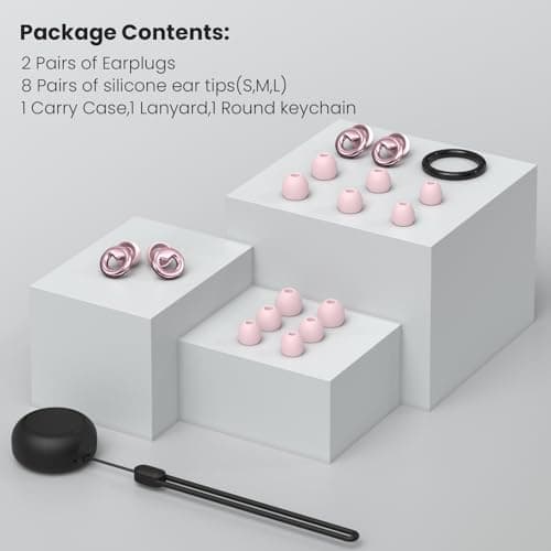JUSTRVN Ear Plugs for Sleeping,2 Pairs of Stylish Reusable Noise Reduction Earplugs with 8 Pairs Tips & case,Hearing Protection Earplugs for Concert,Travel,Work,Live Events - 25dB-30dB — view 5