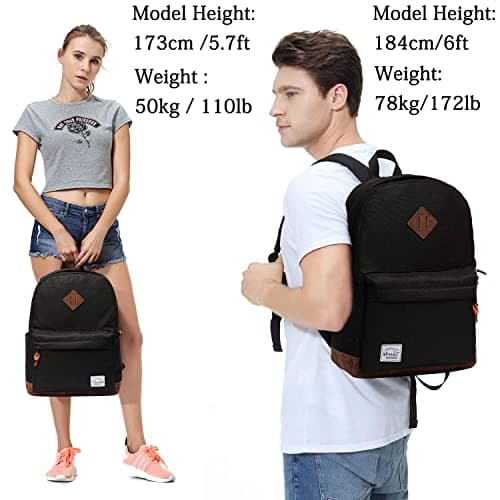 Backpack for Men and Women, VASCHY School Backpack, Laptop Backpack, Leisure Backpack, black, standard size, Daypack Backpacks — view 6