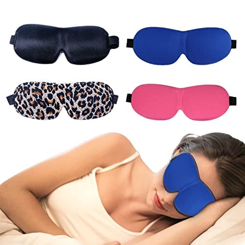 VIKSAUN 4 Pack Blackout Sleep & Eye Mask 3D Contoured Design for Deep Sleeping Sleeping Mask for Travel Nap Yoga Straps for Comfort & Adjustability, Eye Cover for Sleeping Unisex (4 Pack) — view 6