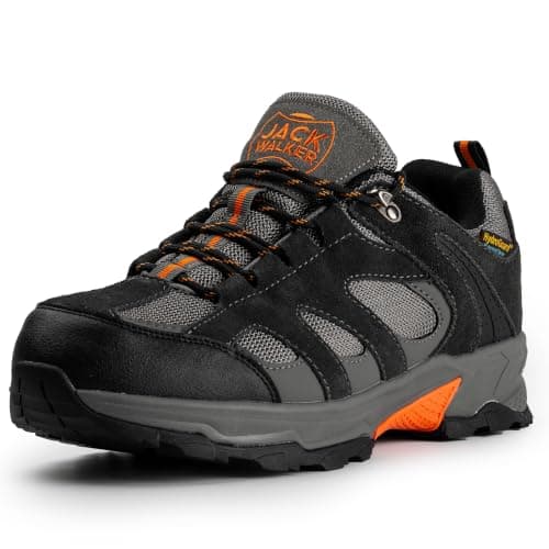 Jack Walker JW010 Men's Waterproof Suede Leather Hiking Trainers, 8 UK Grey