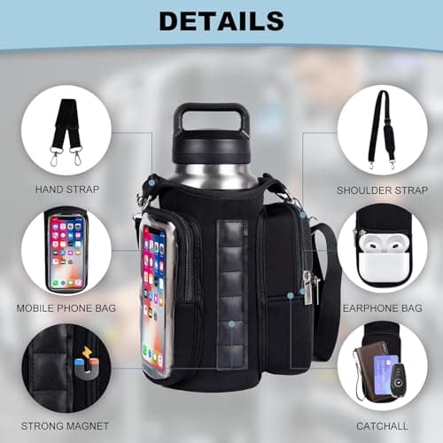 Magnetic Gym Bag Water Bottle Holder with Pockets for Sports Travel Work — view 6