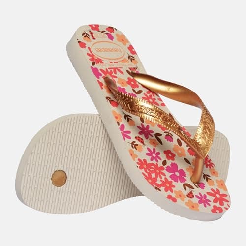 Havaianas Kids Flores Girls FlipFlop Beige/Golden,1/2 UK — view 2