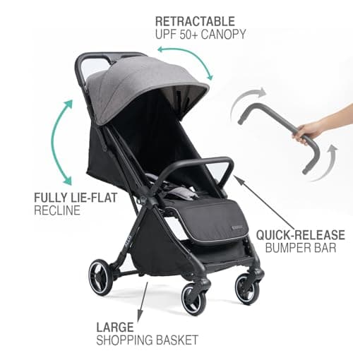 Allis Baby Flick Auto-Fold Stroller with Footmuff & Raincover, Grey — view 6