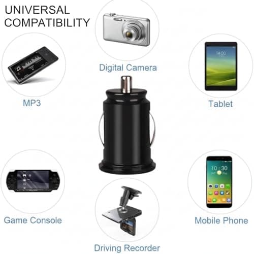 Fast USB Car Charger Dual Port Car Adapter 12V/24V Cigarette Lighter Socket Charging Plug Compatible with i-Phone, Sam-sung and Android phones (Pack of 1) — view 2