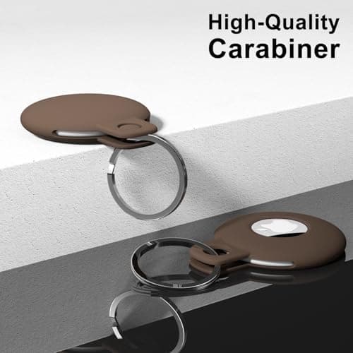 Svanove for Airtag Keychain Airtag Holder Key Ring, Siliocne Airtag Case Air Tag Cover, Cute Airtag Accessories for Kid, Luggage, Cat Dog Collar, Car, Compatible with Apple Airtag 2021, Brown Fall — view 6