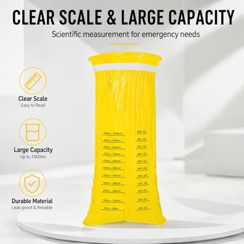 20Pack Vomit Bags Disposable Barf Bags,1000ml High Density Emesis Bags with Snap,Perfect for Morning Sickness,Kids,Pregnant Woman,Car Motion Sickness，Airsick (yellow) — view 5